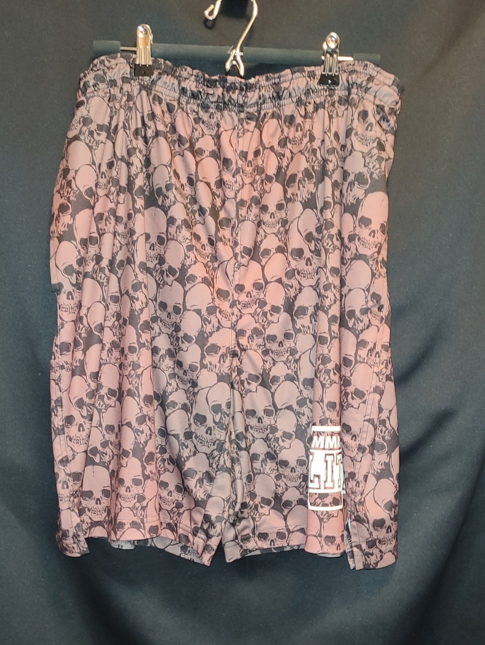 MMA ELITE Skull Print DRAWSTRING Waist Shorts — BROWN and Black XL
